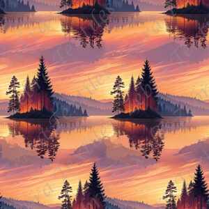 Coucher de soleil et lac calme 1