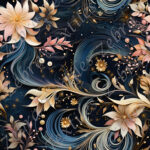 Fleur crème feuillage doré bleu