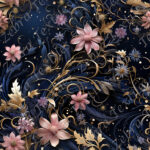 Fleur rosée feuillage doré