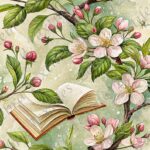 Livre et branche de cerisiers