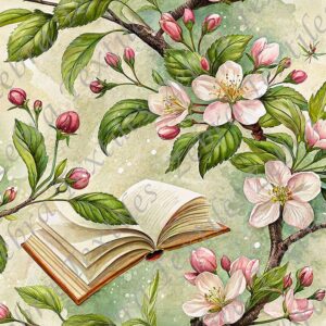 Livre et branche de cerisiers