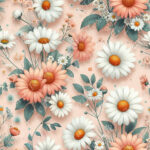 Marguerite blanche et rose fond rosé