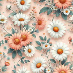 Marguerite blanche et rose fond rosé
