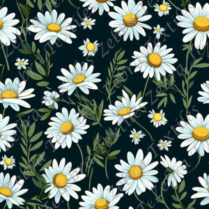 Marguerite et feuillage fond noir