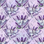 Papillon de nuit blanc floral mauve fond mauve
