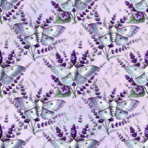 Papillon de nuit blanc floral mauve fond mauve