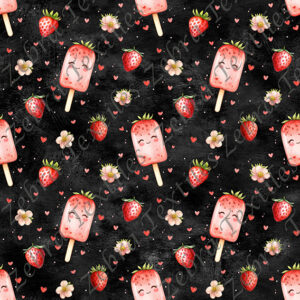 Popsicle aux fraises fond noir