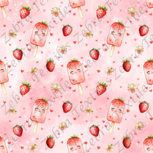Popsicle aux fraises fond rose