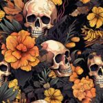 Skull floral orange