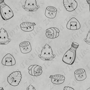 Sushi ligne noir fond gris