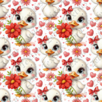 Canard blanc et floral rouge