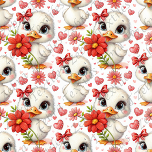 Canard blanc et floral rouge