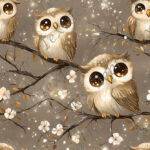 Hibou sur branche teinte neutre
