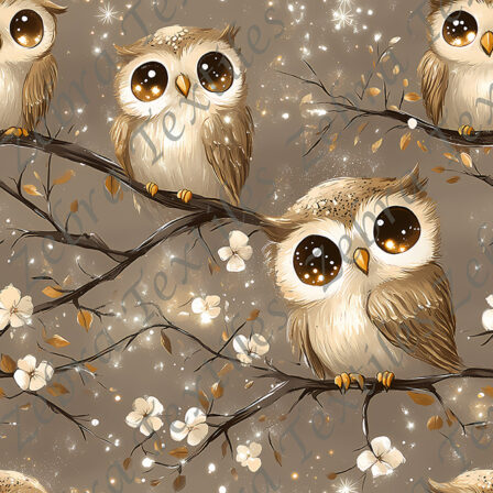 Hibou sur branche teinte neutre
