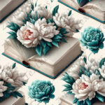 Livre et pivoine blanche