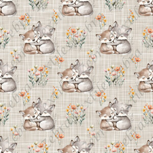 Loup ami floral fond lin