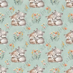 Loup ami floral fond sarcelle