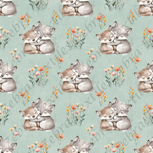 Loup ami floral fond sarcelle