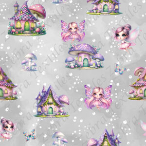 Maisonnette mauve et fée fond gris