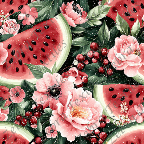 Melon d'eau et fleur rose