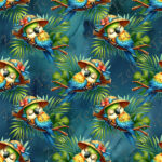 Perroquet dodo fond sarcelle