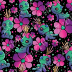 Poupée vaudou fond noir pois rose