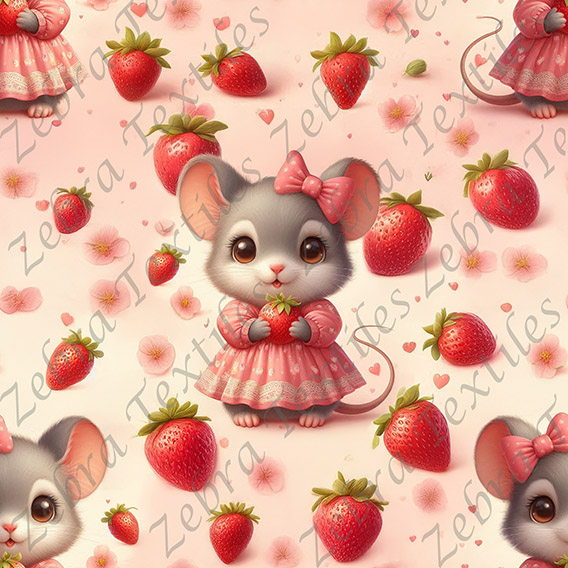 Souris mignonne et fraise