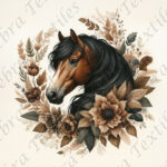 Tête de cheval et floral neutre
