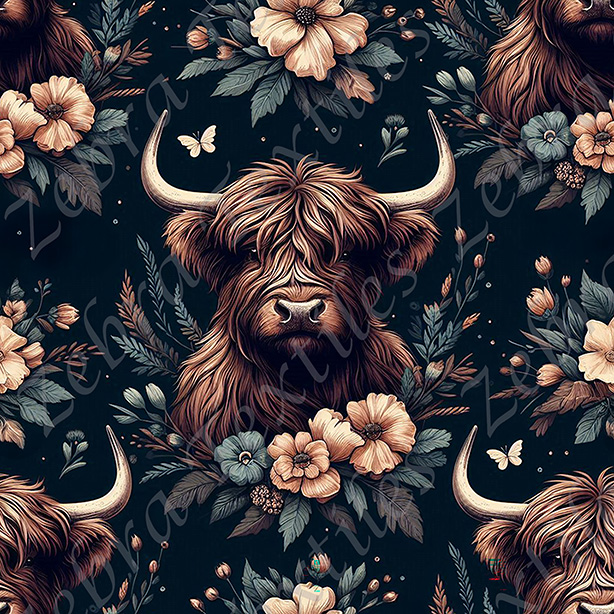 Vache floral aqua pêche