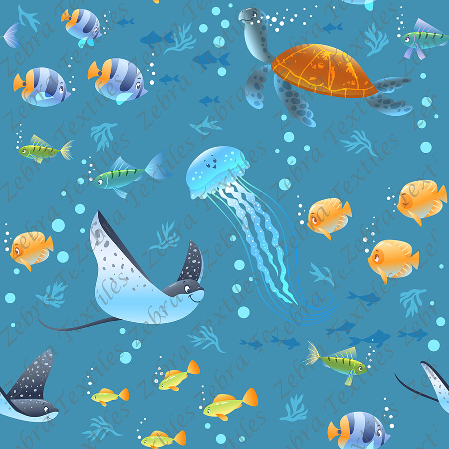 Vie marine fond bleu