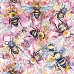 Abeille et fleur pastel