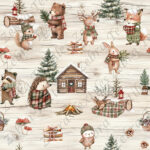 Animaux en hiver fond bois