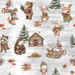 Animaux en hiver fond gris