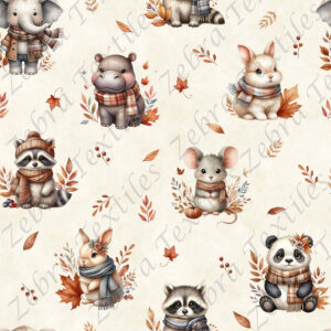 Animaux et feuille d'automne fond crème