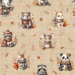 Animaux et feuille d'automne fond sable