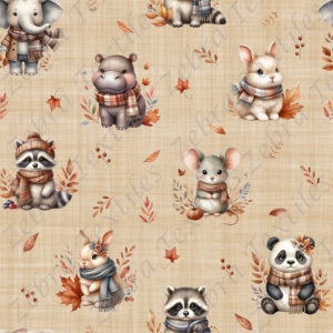 Animaux et feuille d'automne fond sable