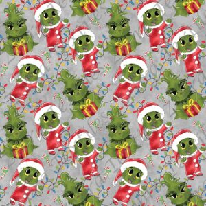 Bébé monstre vert de Noel fond gris