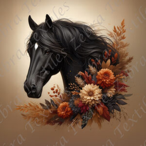 Cheval noir floral neutre