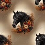 Cheval noir floral neutre