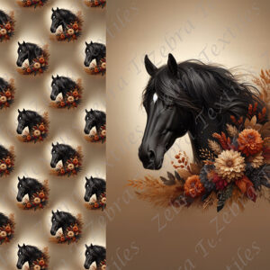 Cheval noir floral neutre