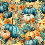 Citrouille floral orange et sarcelle