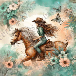 Cowgirl floral rosé sarcelle