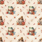 Crapaud en automne fond beige