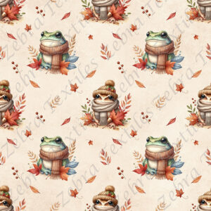 Crapaud en automne fond beige
