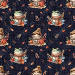 Crapaud en automne fond lin marine