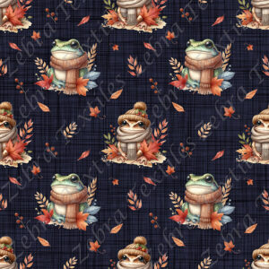 Crapaud en automne fond lin marine