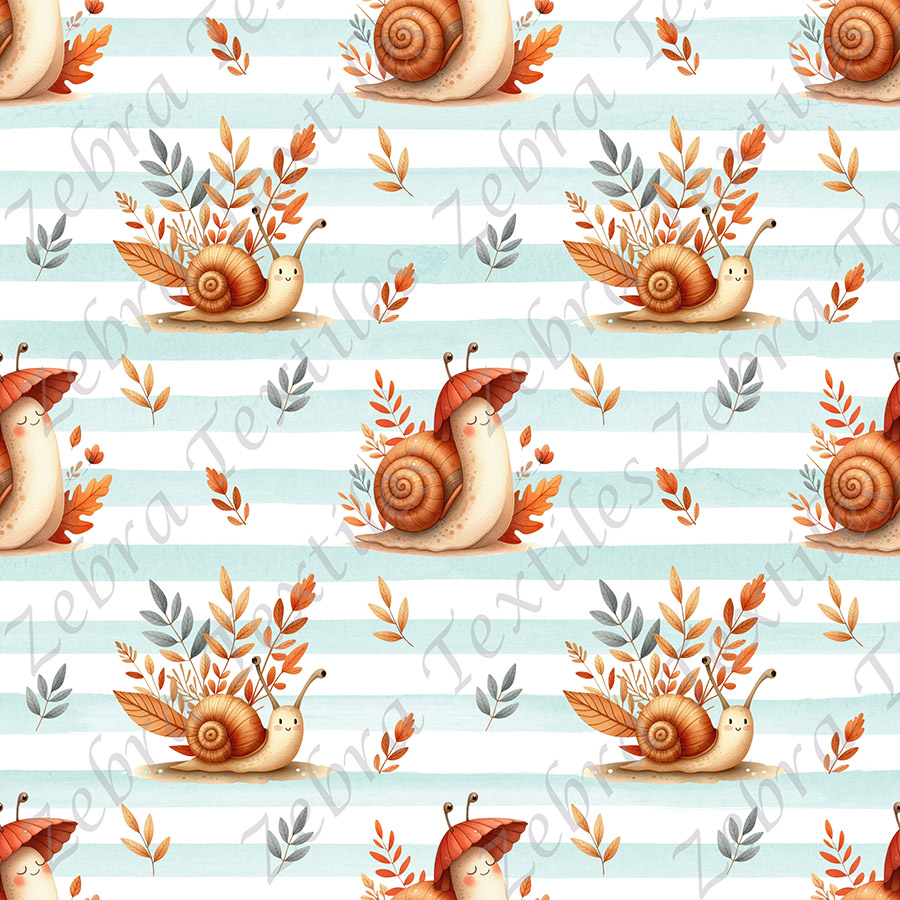 Escargot et feuillage fond rayé