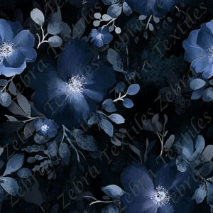 Floral frozen bleu fond noir