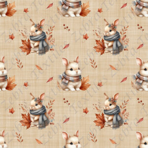 Lapin et feuille d'automne fond sable