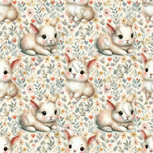 Lapin mignon fond floral